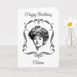 Carte Vintage Art Gibson Girl Anniversaire personnalisé
