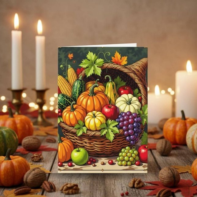 Carte Vintage automne Thanksgiving Cornucopia (Créateur téléchargé)