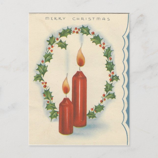 Carte vintage aux bougies "Joyeux Noël" (Devant)