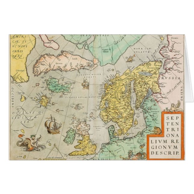 Carte vintage avec voiliers, (Devant horizontal)