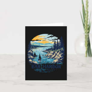 Carte Vintage Bar Harbour Maine Sunset Coastal Cityscape