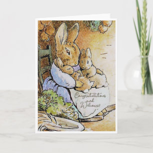 Carte Vintage Beatrix Potter Nouveaux jumeaux Félicitati