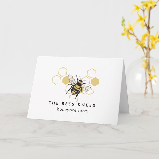 Carte Vintage Beekeeping & Honeybee Farm Business (Fleur jaune)