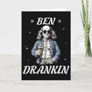 Carte Vintage Ben qui boit drôle de verre de 4 juillet P