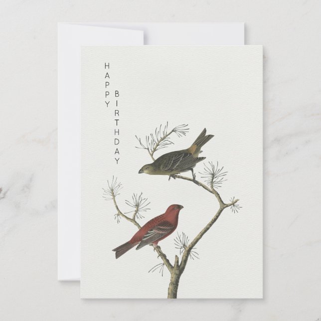 Carte Vintage Birds art japonais joyeux anniversaire (Devant)