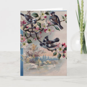 Carte Vintage Birds, German Birthday