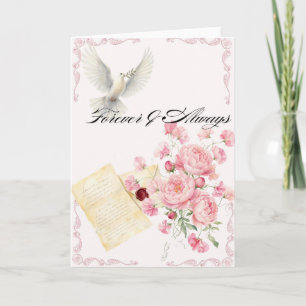 Carte vintage blanche colombe Forever and Always -