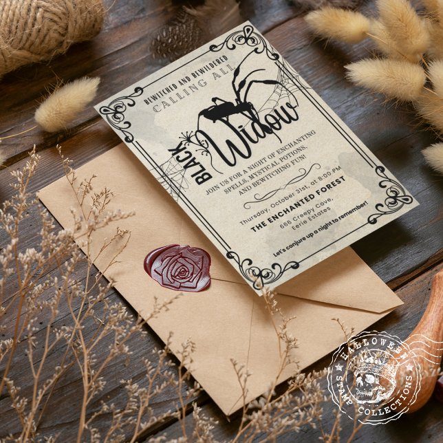 Carte Vintage blanche et blanche (Black Widow Bewitched and Bewildered Vintage card cover from The Beekeeper Store)