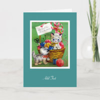 Carte vintage Bon rétablissement Deux chatons