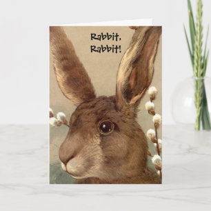 Carte Vintage Brown Bunny Rabbit Rabbit Good Luck Card