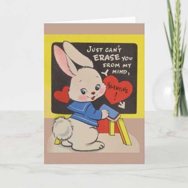 Carte vintage Bunny Valentine's Day (Devant)