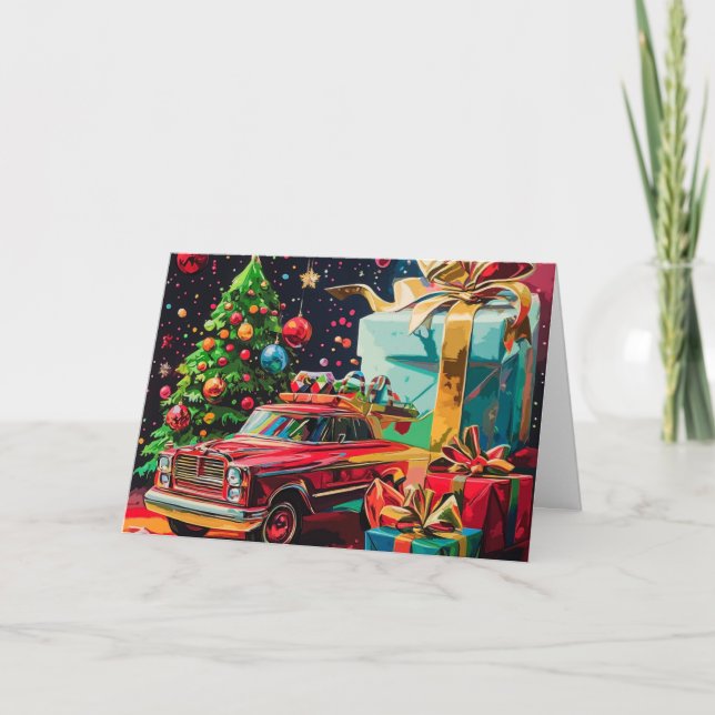 Carte Vintage Car Christmas (Devant)