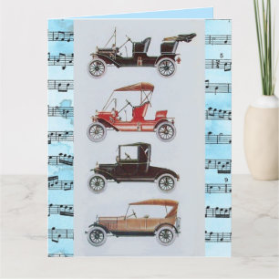 CARTE VINTAGE CARS FÊTE DES PÈRES MUSICALE