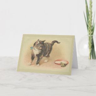 Carte Vintage Cat et Frog Note