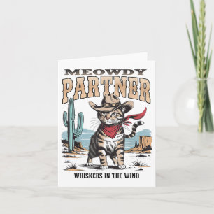 Carte Vintage Cat Meowdy Partenaire Cowboy Cadeaux Pour 
