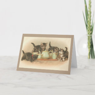 Carte Vintage Cat Tea Party