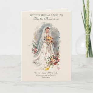 Carte Vintage Catholique Fête de Mariage Floral Croix Ch