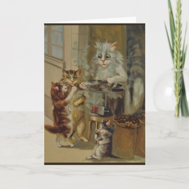 Carte Vintage Cats et Roasted Chestnuts (Devant)