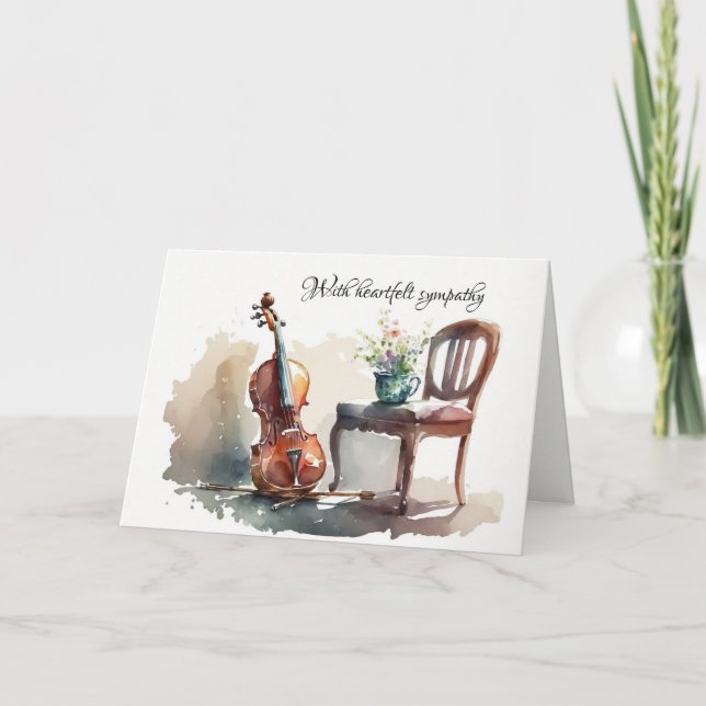Carte Vintage Cello avec chaise (Devant)