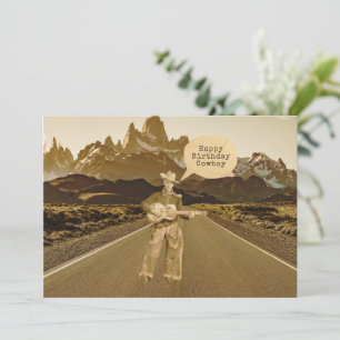 Carte vintage Chanté Plat Anniversaire Cowboy