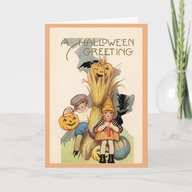 Carte Vintage - Chanter une chanson d'Halloween, (Devant)