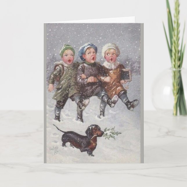 Carte Vintage - Chantez une chanson de Noël, (Devant)