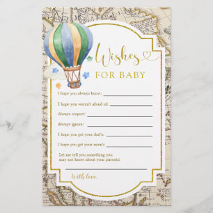 Carte vintage Chaud Air Balloon Douche Voeux pour 