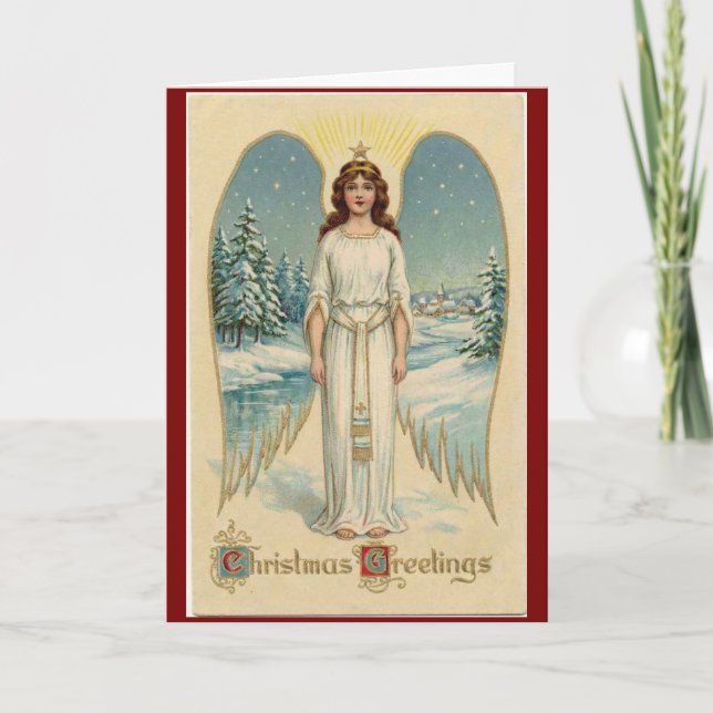 Carte Vintage Christmas Angel Greeting Card (Devant)