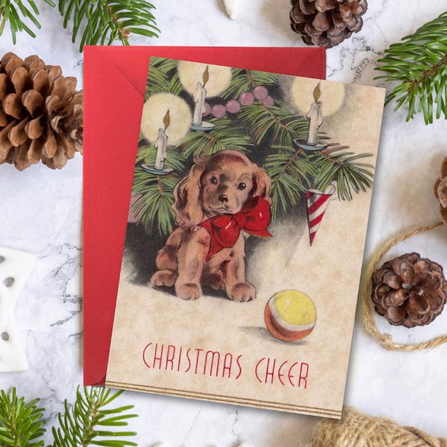 Carte Vintage Christmas Cheval Puppy (Créateur téléchargé)
