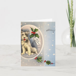 Carte Vintage Christmas Chien Hello Card