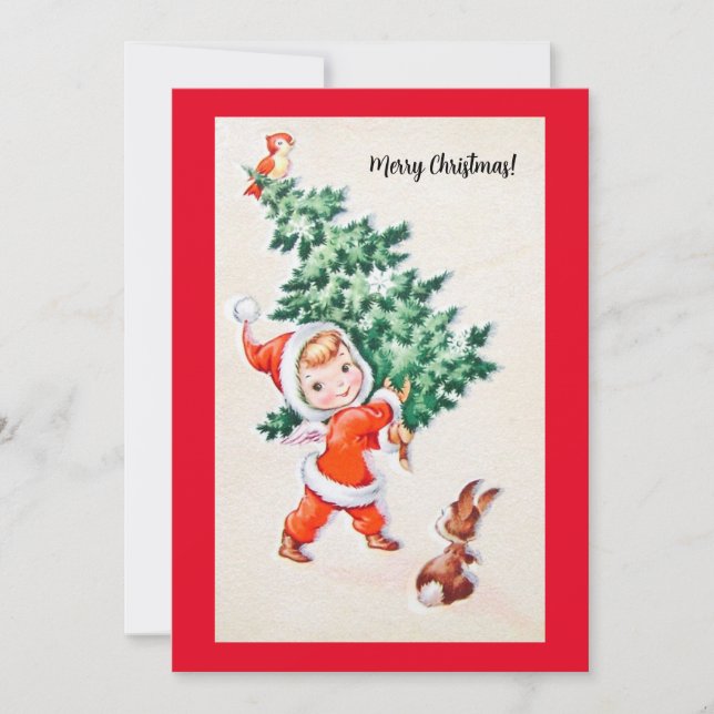 Carte Vintage Christmas Girl (Devant)
