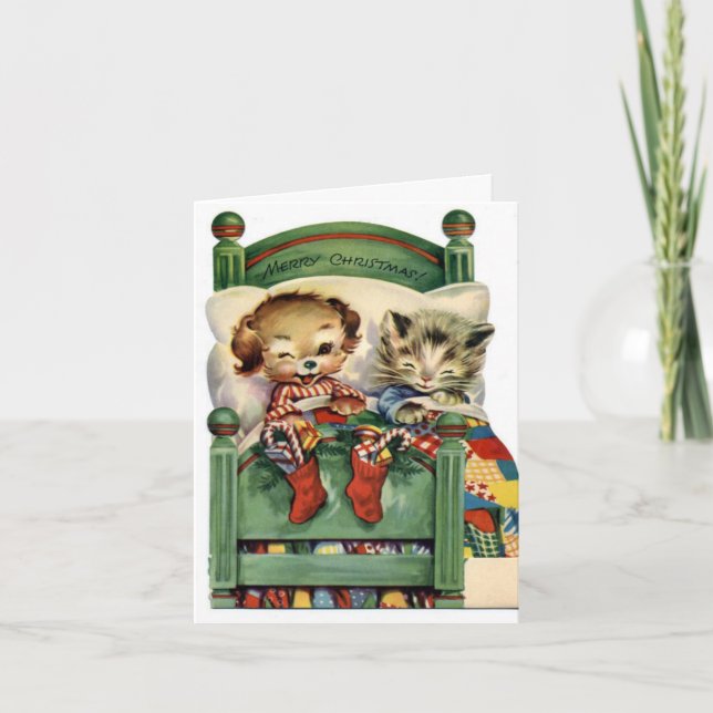 Carte Vintage Christmas Holiday animal (Devant)