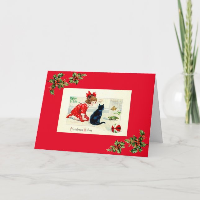 Carte Vintage Christmas Kitty (Devant)