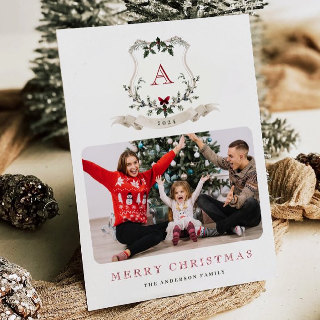 Carte Vintage Christmas One Photo Holiday (Créateur téléchargé)