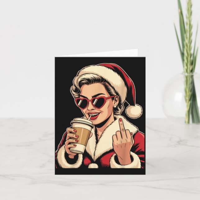 Carte Vintage Christmas Santa Claus Heart Sungles Middle (Devant)