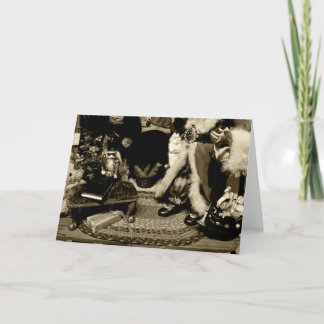 Carte Vintage Christmas Sepia Photo Holiday