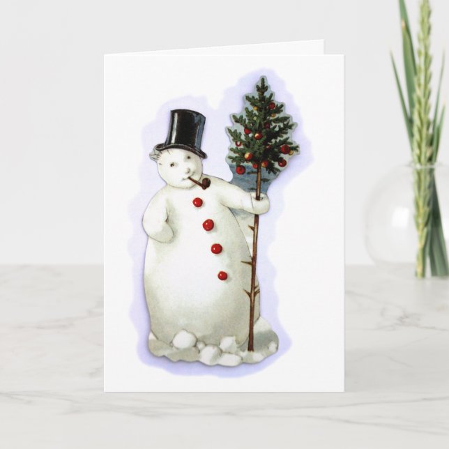 Carte Vintage Christmas Snowman (Devant)