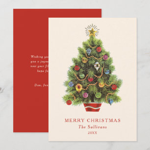 Carte Vintage Christmas Tree Flat Holiday Card