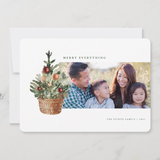 Carte Vintage Christmas Tree Photo Holiday (Devant)