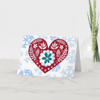 Carte Vintage Coeur Hiver Snowflakes Salutation personna