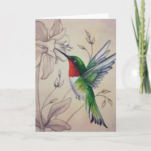 Carte Vintage Colibri No 6 Aquarelle Art