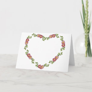 Carte Vintage couronne de fleurs en forme de coeur pour 