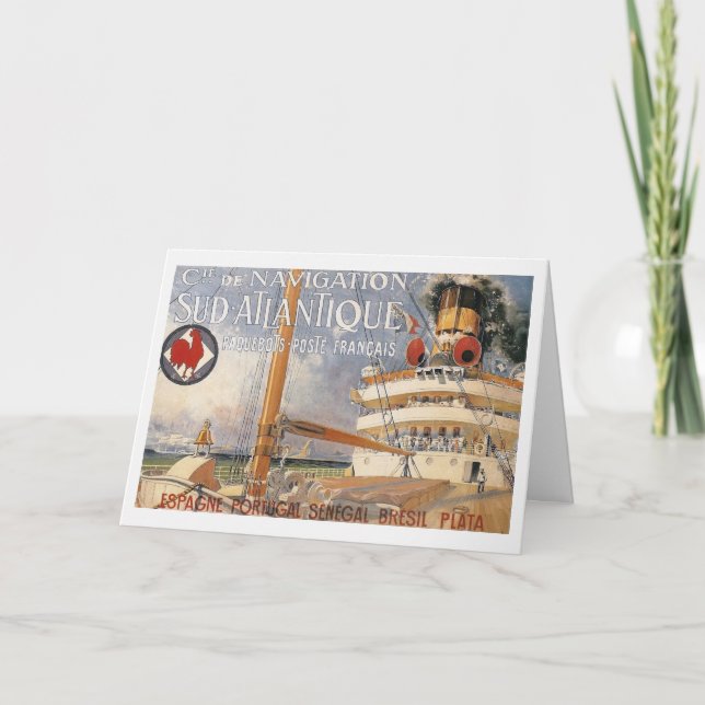 Carte Vintage Cruise Ship Bon Vayage (Devant)