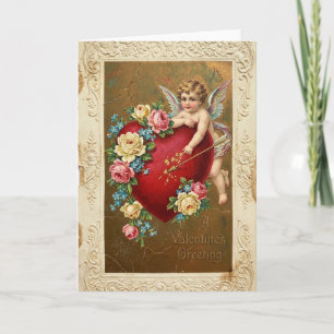 Carte vintage Cupid Heart Roses