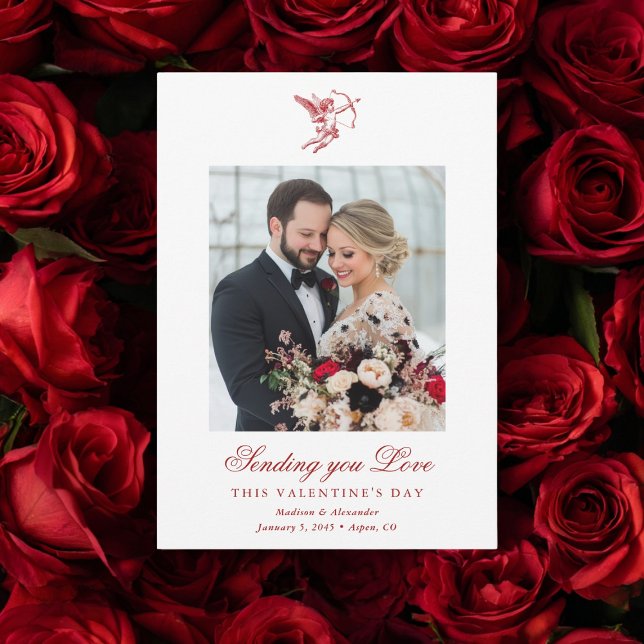 Carte Vintage Cupid Newlyweds Valentine's Day Wedding (Créateur téléchargé)