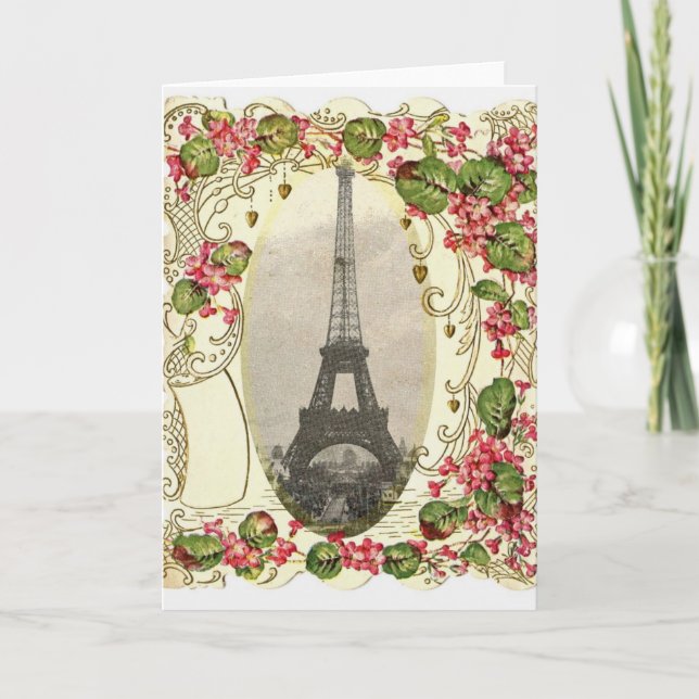 Carte vintage d'amour de Paris (Devant)