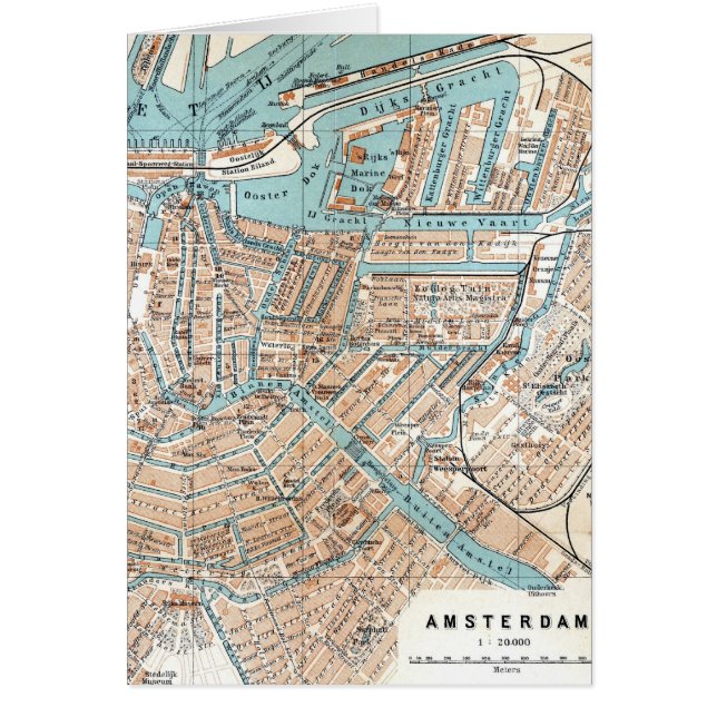 Carte vintage d'Amsterdam (1905) (Devant)