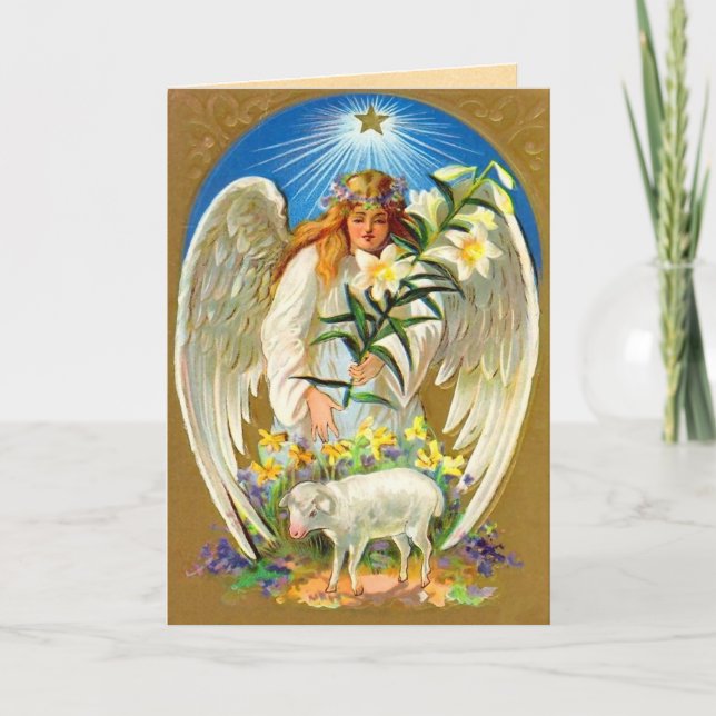Carte vintage d'ange de Pâques (Devant)