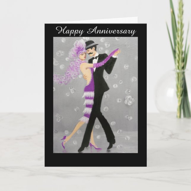 Carte vintage d'anniversaire de danseurs (Devant)