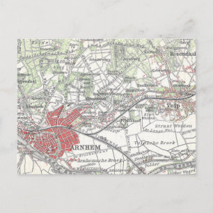 Carte vintage d'Arnhem et des zones environnantes